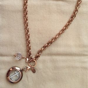 Origami Owl Rose Gold Rolo Chain Locket Necklace